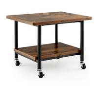 CostwaySupport d'Imprimante à 2 Niveaux Meuble Imprimante avec 4 Roues et Étagère de Rangement pour Dossier Organisateur de Stockage Marron Rustique