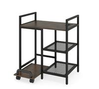 CostwaySupport d'Imprimante avec Station de Charge Table d'Imprimante à 3 Niveaux avec Étagères de Rangement Support Mobile Marron Rustique