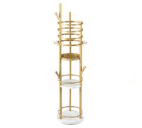 CostwaySupport Organiseur pour Bijoux Arbre à Bijoux Pivotant à 360° avec Crochets pour Boucles d'Oreilles 3 Étagères de Rangement Blanc
