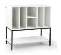 CostwaySupport pour Tourne-Disque avec Station de Recharge avec Rangement pour Vinyles Table de Rangement pour 150 Disques avec Étagères Blanc