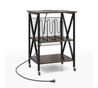 CostwaySupport pour Tourne-disque Support pour Platine avec Station de Charge Intégrée Table d'Appoint en Métal avec Séparateur Gris