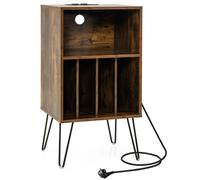CostwaySupport pour Tourne-Disque Support pour Platine Vinyle à 3 Niveaux Station de Charge Etagère 4 Séparateurs Marron Rustique