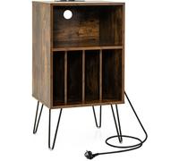 CostwaySupport pour Tourne-Disque Support pour Platine Vinyle à 3 Niveaux Station de Charge Etagère 4 Séparateurs Marron Rustique
