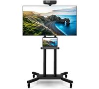 CostwaySupport TV sur Pied Mobile pour Téléviseurs Plats et Incurvés 32"-70" Chariot TV à Roulettes Réglable 2 Étagères Max 600x400mm Charge 50kg