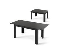 CostwayTable à Manger Extensible Table de Cuisine avec Plateau Ajustable Pieds en Forme de L Meuble Industriel 158x70x76 cm Charge 110 kg Noir