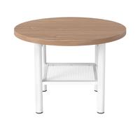 CostwayTable a'Appoint Ronde Table de Chevet à 2 Étagères Structure Métallique Petite Table Basse Charge 100 KG 60 x 60 x 42 CM Naturel