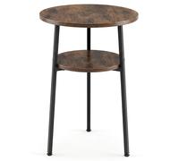 CostwayTable Basse Ø 39cm à 2 Étagères Rondes Table d'Appoint avec Structure Triangulaire en Métal et Finition Imitation Bois Charge 50kg Café