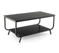 CostwayTable Basse à 2 Niveaux avec Plateau Imitation Marbre 105x55x46,5 CM Table de Salon Moderne avec Structure en Métal Noir