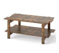 CostwayTable Basse à 2 Niveaux Table Centrale en Bois à Lattes avec Étagère de Rangement Table Cocktail d'Accent Capacité de 120kg Café