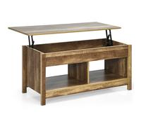 CostwayTable Basse avec Plateau Relevable avec Espace de Rangement Caché et Etagère Inférieur 109 x 47,5 x 50-63 cm Chêne