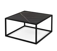 CostwayTable Basse Carrée Moderne avec Dessus de Table en Faux Marbre et Structure en Acier Noir