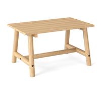 CostwayTable Basse d'Extérieur en Bois Massif avec Plateau à Lattes Table d'Appoint Rectangulaire Naturel