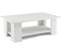 CostwayTable Basse en Bois à 2 Niveaux avec Etagère Ouverte Style Moderne pour Salon Chambre 90 x 52 x 32 cm Blanc