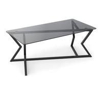 CostwayTable Basse en Verre Table Basse Rectangulaire avec Plateau en Verre Trempé et Cadre Métallique Géométrique 110 x 55 x 44,5 cm Noir