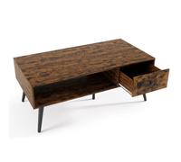 CostwayTable Basse Industrielle 109 x 55 x 44,5 CM avec 1 Tiroir et Etagère de Stockage Cadre en Métal