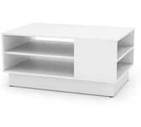 CostwayTable Basse Multifonctionnelle Style Moderne Tabled Appoint Rectangulaire avec 2 Étagères de Rangement Ouvertes 86 x 56 x 41cm Blanc