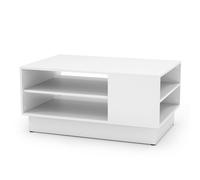 CostwayTable Basse Multifonctionnelle Style Moderne Tabled?Appoint Rectangulaire avec 2 Étagères de Rangement Ouvertes 86 x 56 x 41cm Blanc