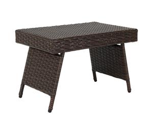 CostwayTable Basse Pliante en Rotin 60 x 40 x 40 CM Table d'Appoint avec Coussinets de Pied Réglables pour Jardin/Salon/Terrasse