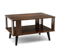 CostwayTable Basse Rectangulaire à 2 Niveaux 70 x 50 x 41 CM Table d'Appoint avec Patins Antidérapants Style Industriel Marron