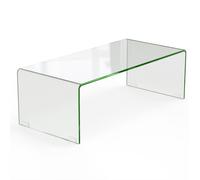 CostwayTable Basse Rectangulaire en Verre Trempé 108x50x35 CM Table de Salon en Forme de U avec Bords Arrondis Lisses Charge 30KG