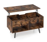 CostwayTable Basse Relevable avec 2 Compartiments et Rangement Caché Table Basse Salon à Pieds en Bois de Pin avec Levage Pneumatique Café