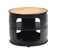 CostwayTable Basse Ronde avec Structure en Métal Inclus Etagères de Rangement à 3 Niveaux Style Industriel