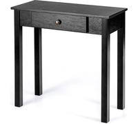 CostwayTable Console avec Tiroir Table de Chevet avec Pieds en Bois Massif Table d Appoint pour Salon Salle de Bain Couloir Petite Noir