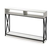 CostwayTable Console de Style Industriel 120 x 23 x 79 CM Structure en Acier Meuble d'Entrée Anti-Basculement Blanc
