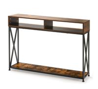 CostwayTable Console de Style Industriel 120 x 23 x 79 CM Structure en Acier Meuble d'Entrée Anti-Basculement Marron