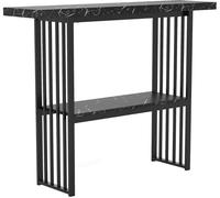 CostwayTable Console Effet Marbre 2 Niveaux 120 x 29,5 x 92,5 cm (L x l x H) Cadre en Métal Style Scandinave Noir