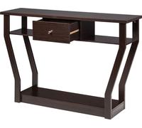 CostwayTable Console en MDF avec un Tiroir et 3 Compartiments pour Rangement 120x30x81cm Brun