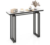 CostwayTable Console Marbre Meuble d'Entrée Cadre en Métal Design Noir pour Entrée Couloir Salon 110 x 30 x 81 cm Blanc+Noir