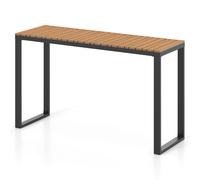 CostwayTable Console Rectangulaire d?Extérieur Table d?Appoint de Patio Plateau en WPC Durable et Cadre en Métal Marron et Noir