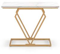 CostwayTable Console Table d'Entrée Étroite en Faux Marbre avec Cadre Géométrique en Forme de Diamant avec Dispositif Anti-basculement Blanc et Or