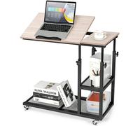 CostwayTable d Appoint Plateau Inclinable à 5 Positions Roulettes Verrouillables Cadre en Acier Style Industriel Brun