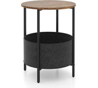 CostwayTable d Appoint Ronde pour Petit Espace Table d Appoint à 2 Niveaux avec Panier Amovible en Tissu Cadre en Métal Table Basse Café