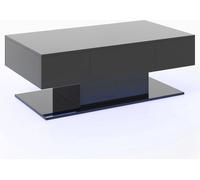 CostwayTable d'Appoint à 2 Niveaux avec 20 Lumières LED Colorées et 2 Tiroirs de Rangement Table Centrale Rectangulaire Noir