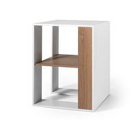 CostwayTable d'Appoint à 2 Niveaux Bout de Canapé Carré en Bois avec Étagère de Rangement Table de Chevet Moderne 45 x 45 x 60 cm