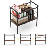 CostwayTable d'Appoint à 3 Niveaux Bout de Canapé Style Industriel Cadre en Méta Étagère en Maille 60 x 33,5 x 61 CM Brun rustique