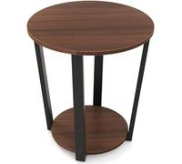 CostwayTable d'Appoint Bout de Canapé à 2 Niveaux en Bois Cadre en Métal de Haute Qualité Utilisation Polyvalente