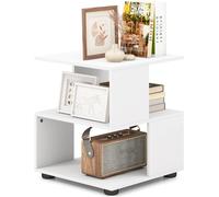 CostwayTable d'Appoint de Canapé à 3 Niveaux Table de Chevet Moderne avec Etagères Patins Antidérapants Table Basse Assemblage Facile Blanc