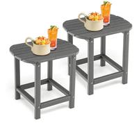 CostwayTable d'Appoint d'Extérieur Table de Style Adirondack Résistante aux Intempéries en PEHD Antirouille et Imperméable 48x37x46cm(LxlxH) Gris