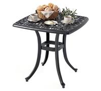 CostwayTable d'Appoint en Aluminium Moulé Table de Jardin Carrée et Anti-Rouille avec Trou Intégré pour Parasol Résistante aux Intempéries