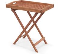 COSTWAY Table Basse Pliante de Jardin - Plateau Amovible, Conception à Lattes - Table d‘Extérieure Rectangulaire - Patio Piscine