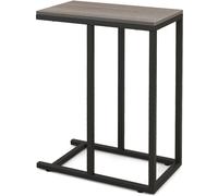 CostwayTable d'Appoint en Forme de C pour Canapé et Lit Table d'Appoint de Canapé 64 cm Cadre en Métal Table à Plateau TV Chêne Rustique Gris