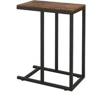CostwayTable d'Appoint en Forme de C pour Canapé et Lit Table d'Appoint de Canapé 64 cm Cadre en Métal Table à Plateau TV Chêne Rustique Café