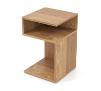 CostwayTable d'appoint en Forme de S avec 2 Compartiments Ouverts Table de Nuit Moderne 3 Niveaux Table Basse Naturel