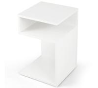 CostwayTable d'Appoint en Forme ?S? avec 2 Casiers Ouverts Blanc