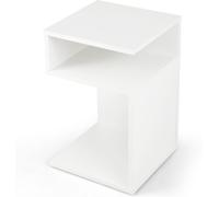 CostwayTable d'Appoint en Forme S avec 2 Casiers Ouverts Blanc