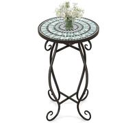 CostwayTable d'Appoint Ronde de Jardin avec Plateau Mosaïque en Carreaux de Céramique Table Basse d'Extérieur pour Balcon Piscine Noir